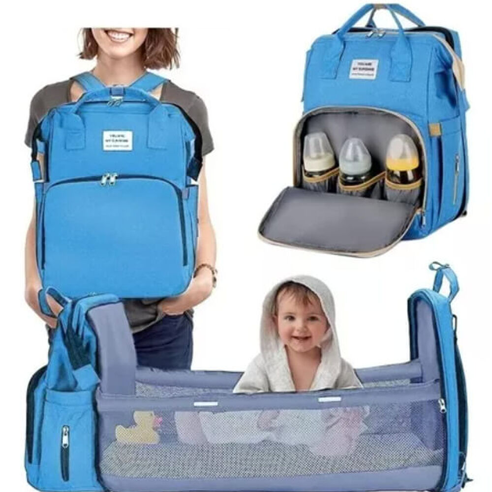 Mochila Parental 3 en 1 · Pañalera con Cuna y Mudador Portátil