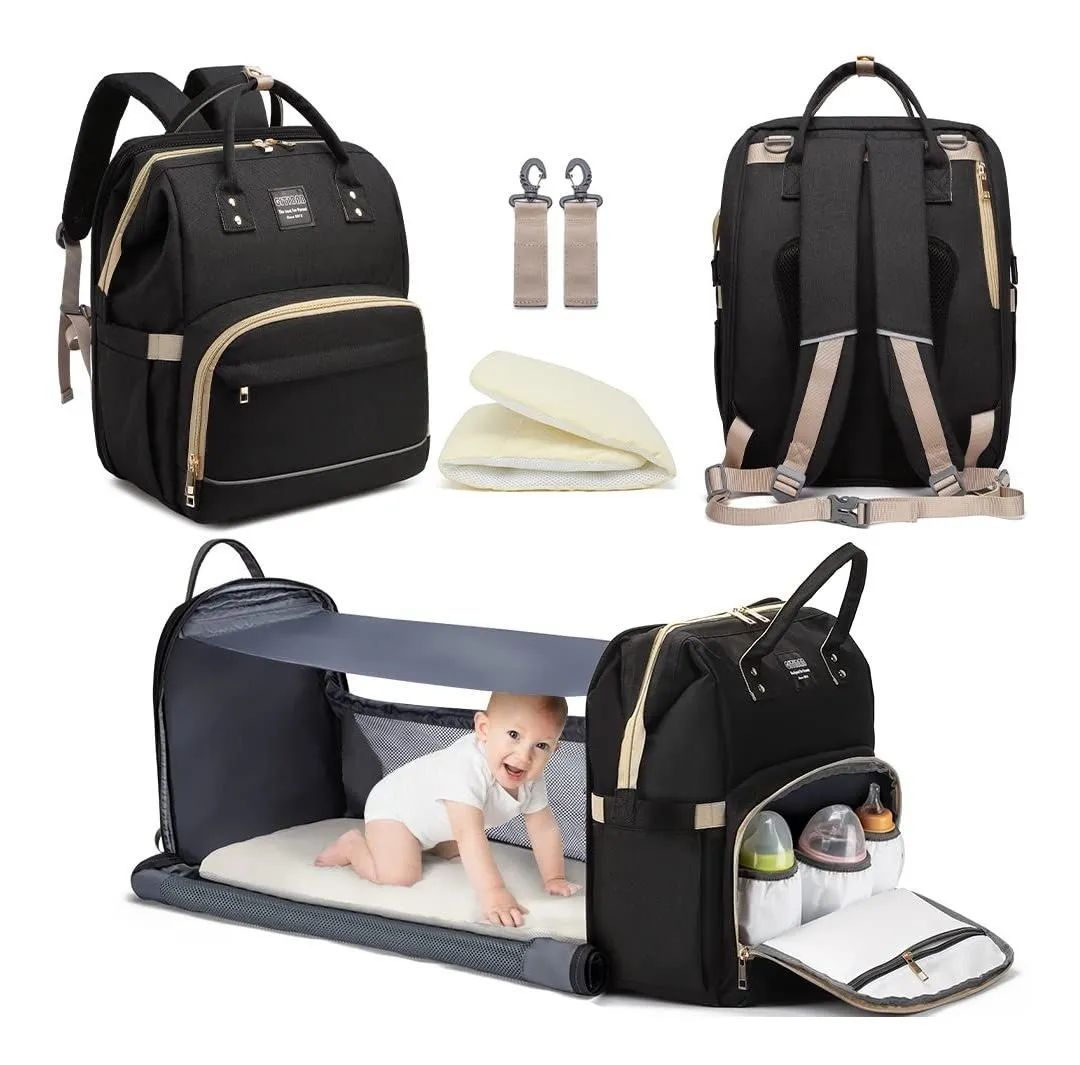 Mochila Parental 3 en 1 · Pañalera con Cuna y Mudador Portátil - Imagen 3