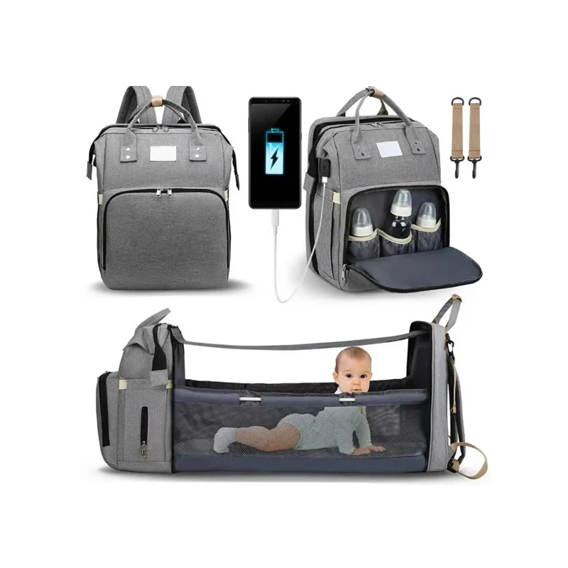 Mochila Parental 3 en 1 · Pañalera con Cuna y Mudador Portátil - Imagen 4
