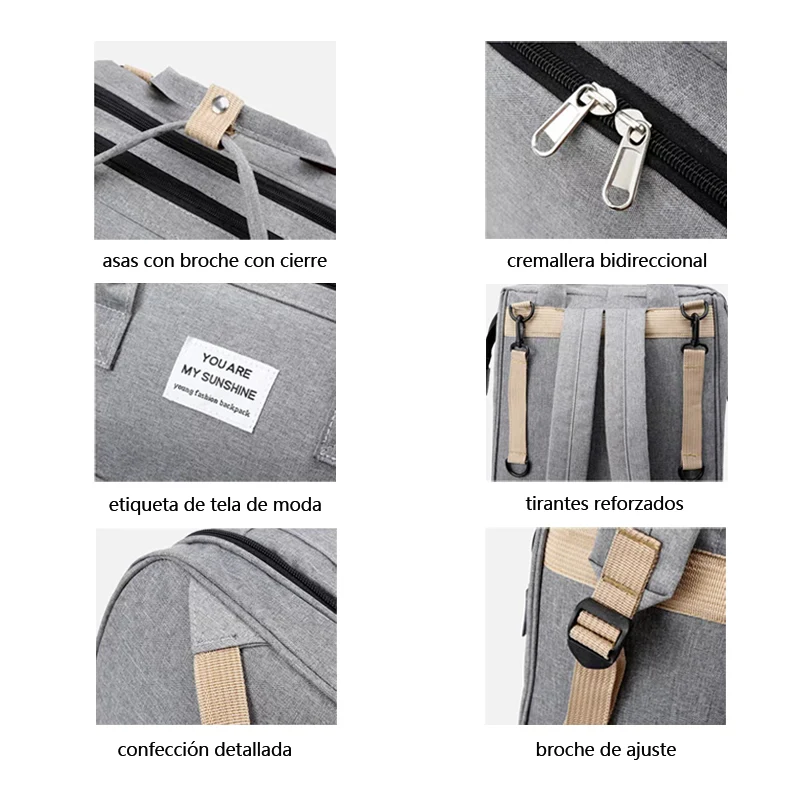 Mochila Parental 3 en 1 · Pañalera con Cuna y Mudador Portátil - Imagen 6